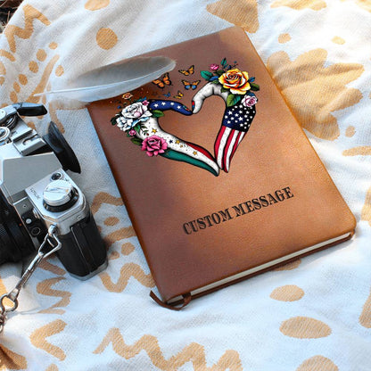 Heart USA MEXICO Gift Journal Gift Unique Graphic Vegan Leather Journal - Personalized Gift