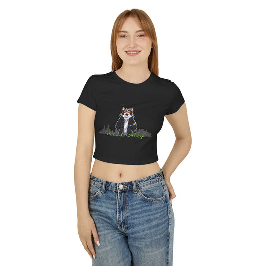 Stylish Cat Graphic Women's Baby Tee - Cute & Trendy Top