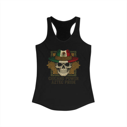 Chicano Power Aztec Pride Skull Hat Graphic Tank Top