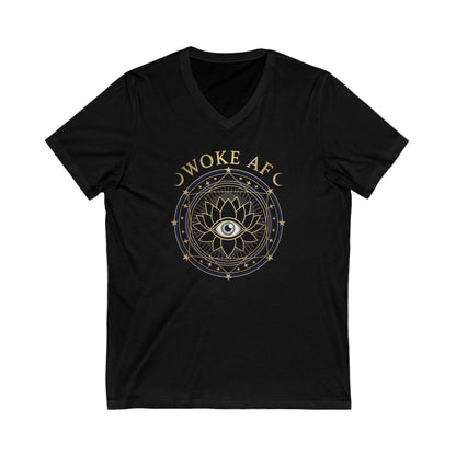 Woke AF Eye Design Mandala Graphic V Neck T Shirt product