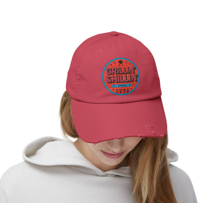 Grillin' Shillin' Unisex Distressed Cap - Casual Outdoor Hat for BBQ Lovers