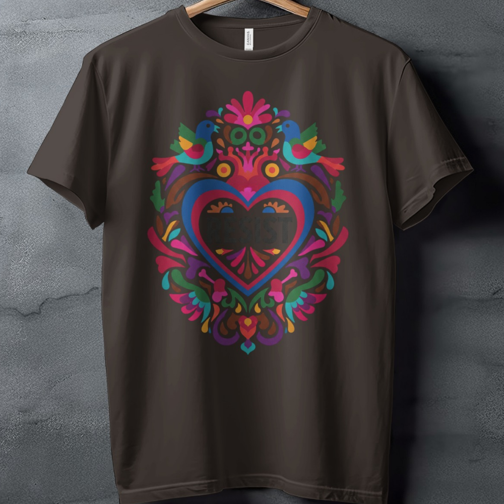 Vibrant Folk Art Heart Birds EXIST Pattern product type