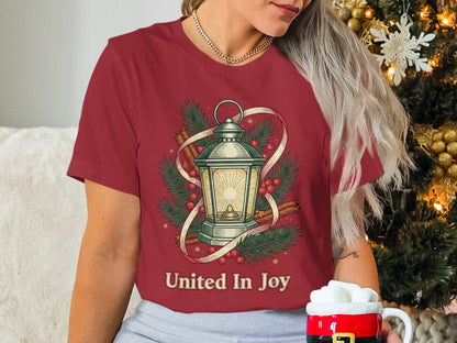 United In Joy Lantern Design Christmas Tee