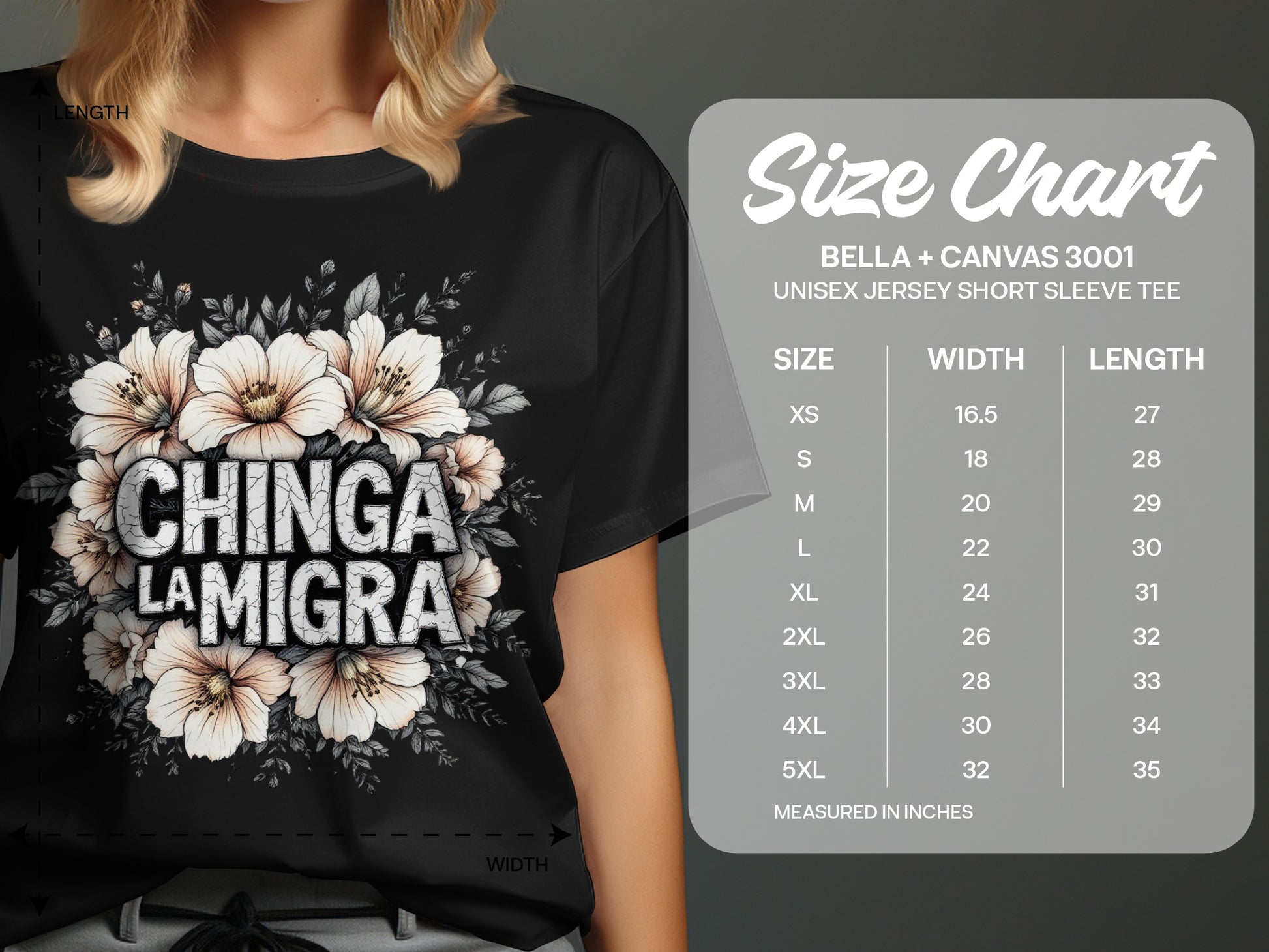 Bold Floral Chinga La Migra Graphic Tee Shirt product type