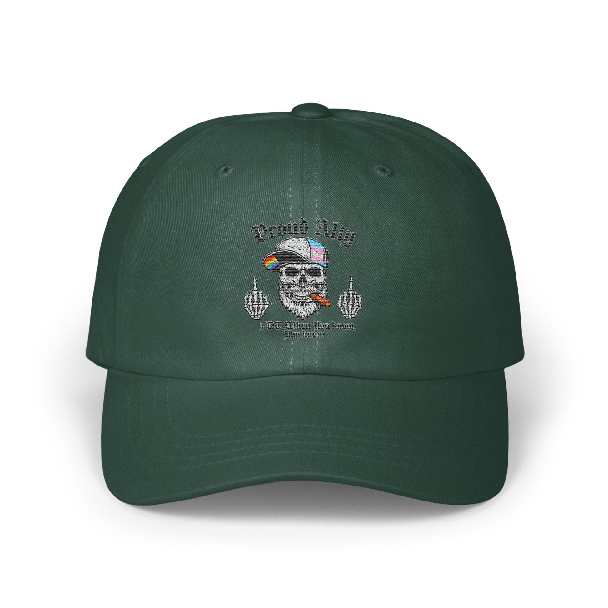 Proud Ally embroidered design green cap product