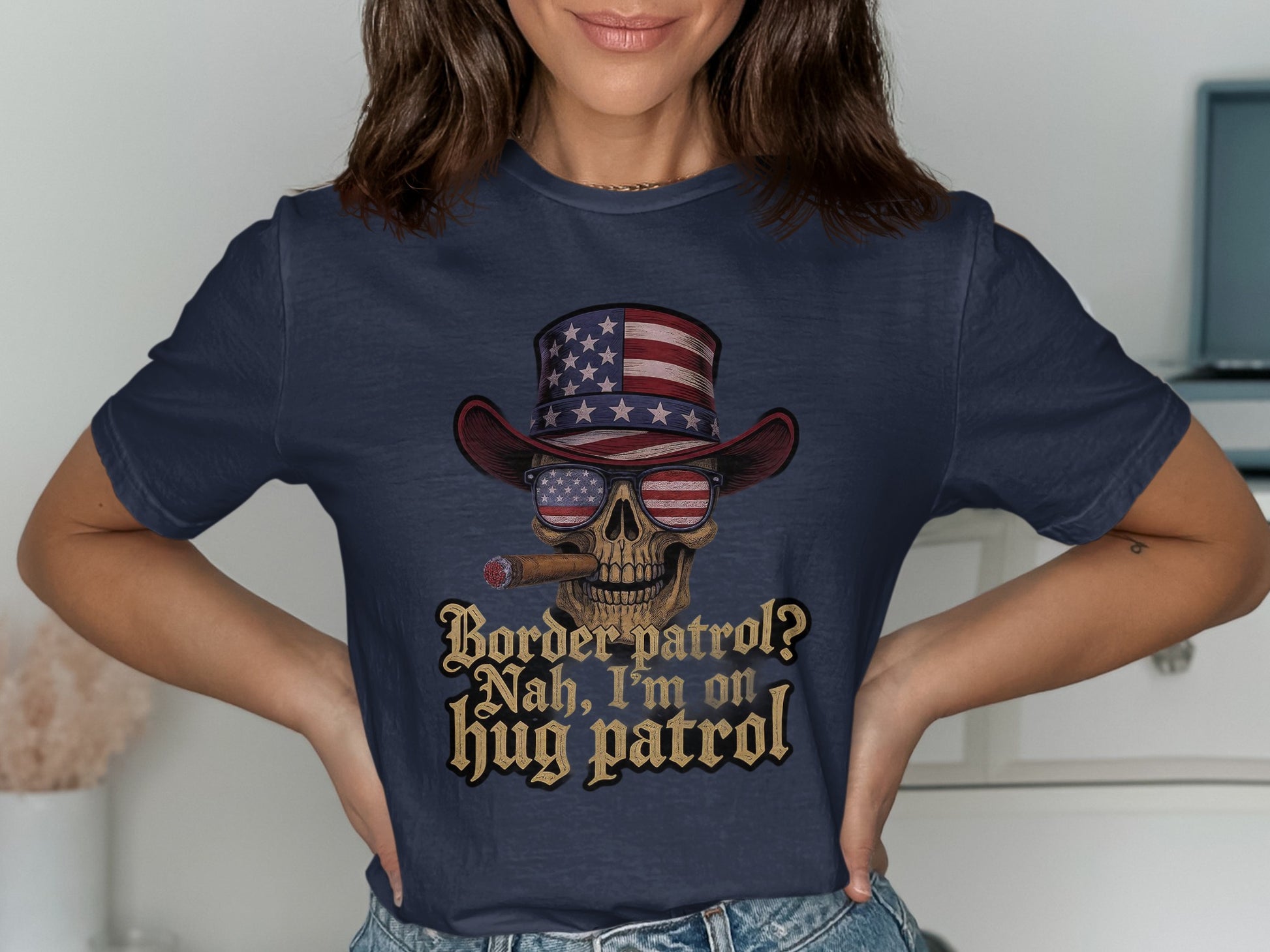 Patriotic Skull Hug Patrol Graphic Tee product type
