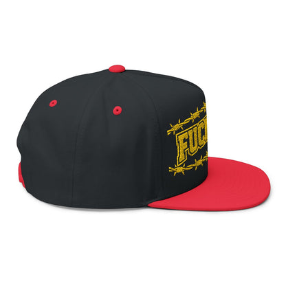 Stylish Black and Red Cap with Bold Lettering Design