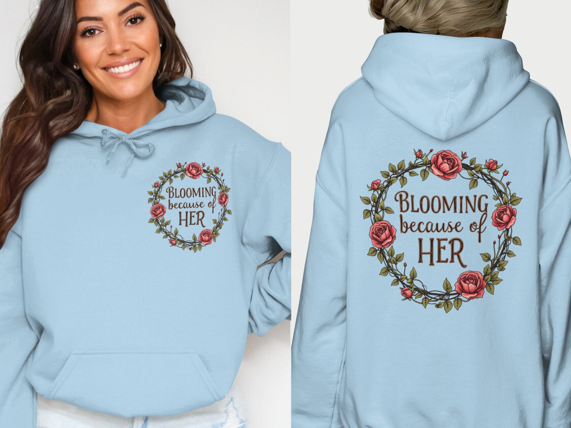 Blooming Because of Her Floral Design Hoodie product