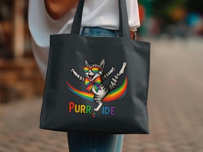 Purride Rainbow Cat Tote Bag with Colorful Design product
