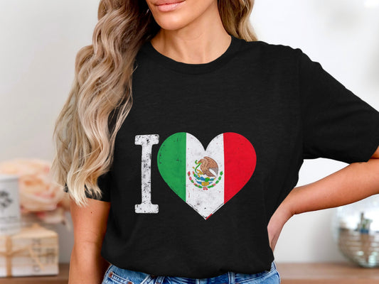 I Love Mexico Flag Heart Graphic T-Shirt product type