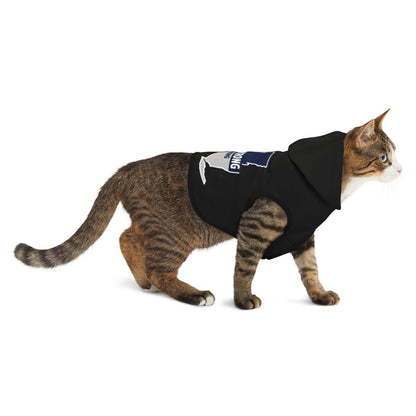 Cat Wearing Custom Black Hoodie with Bold Logo Design