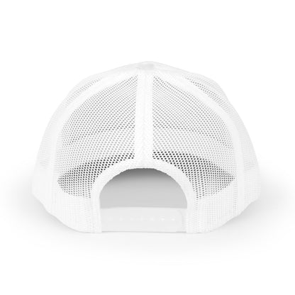 White Mesh Trucker Hat with Adjustable Snapback
