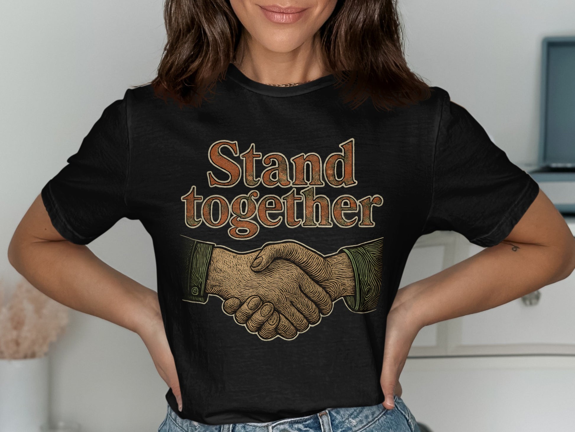 Stand Together Handshake Design T-Shirt product