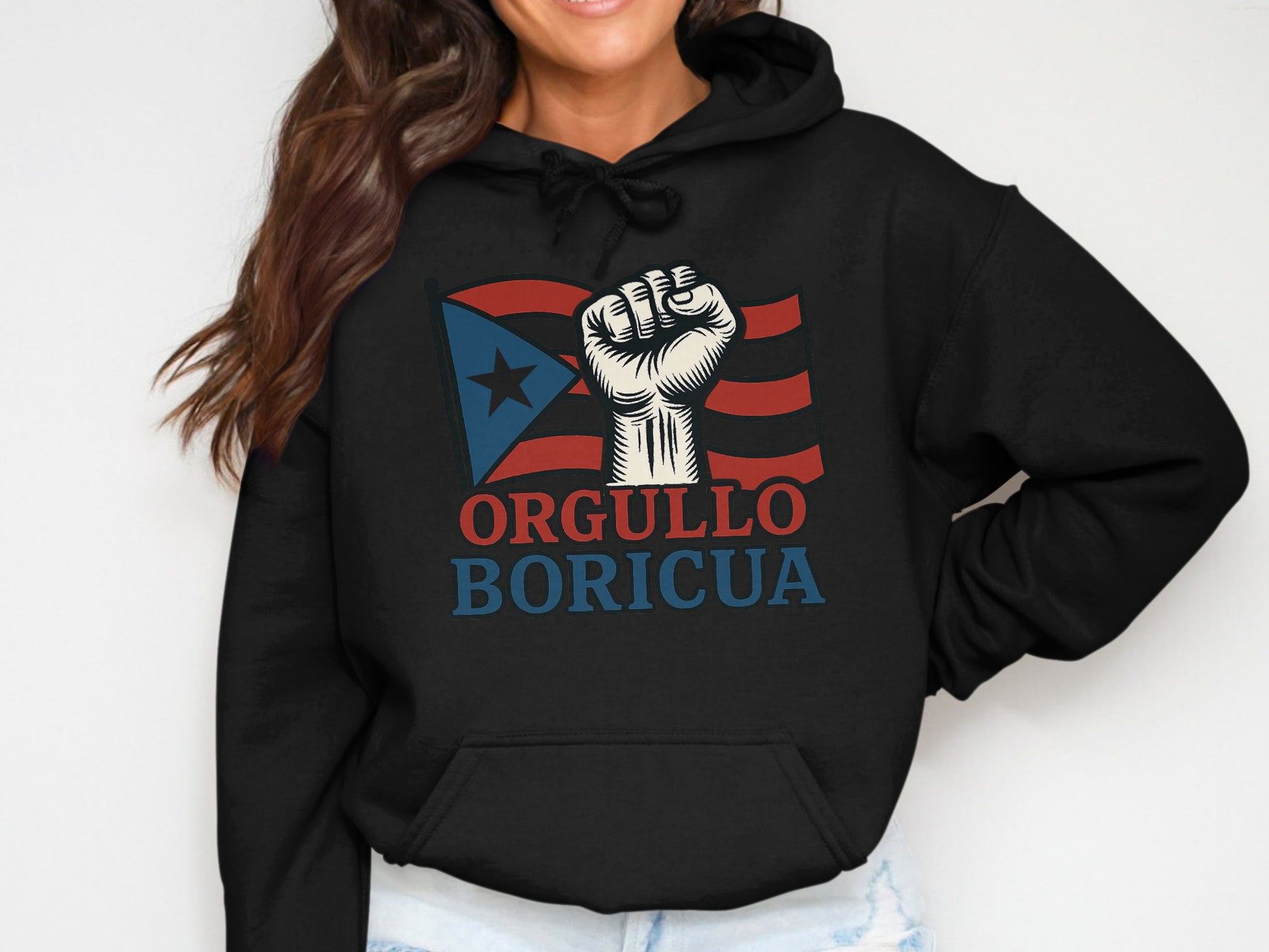 Orgullo Boricua Flag and Fist Graphic Hoodie product