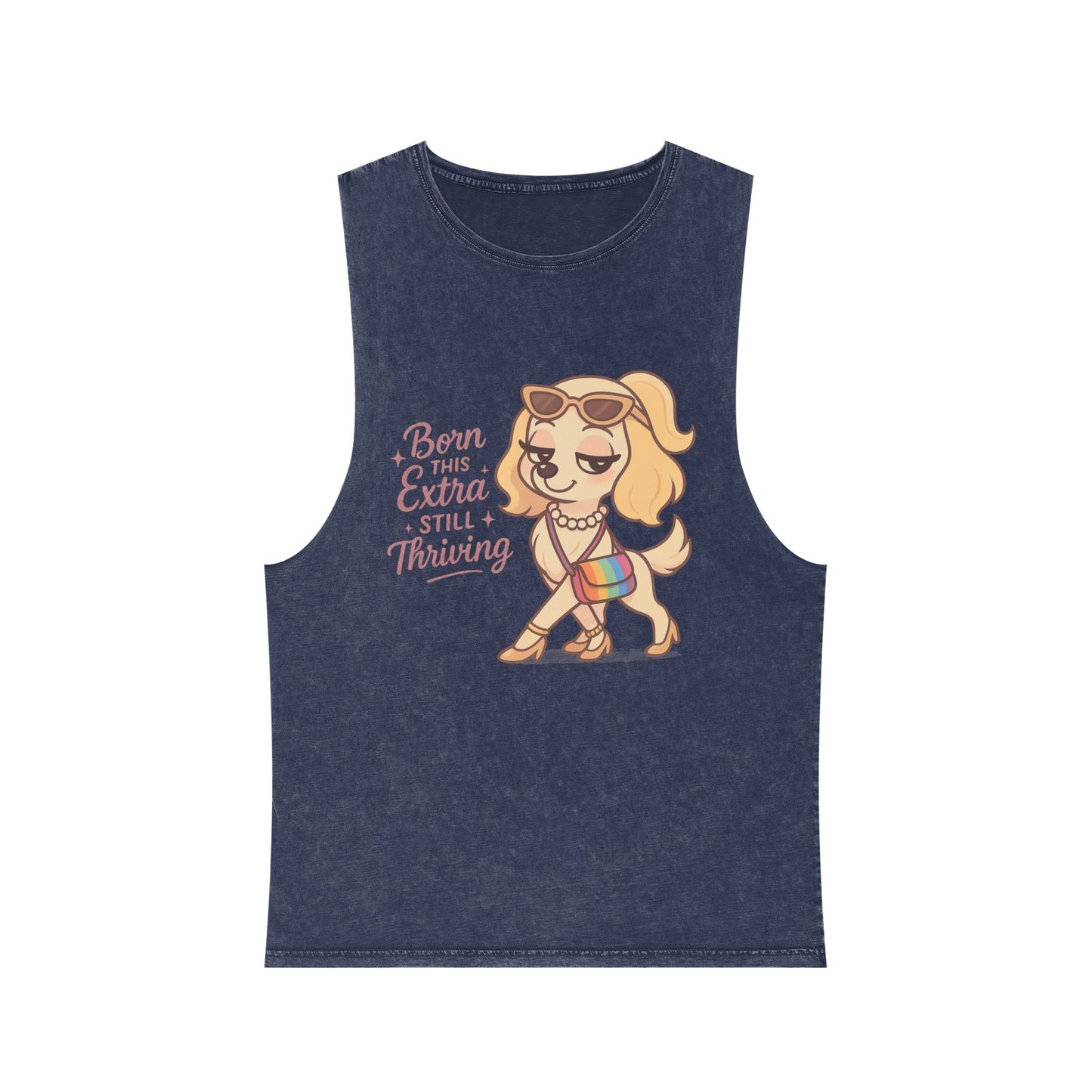 Trendy Stonewash Tank Top with Fun Dog Design, Casual Summer Style, Gifts for Dog Lovers, Birthday Wear, Beachwear, Everyday Essentials