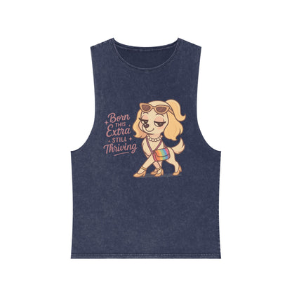Trendy Stonewash Tank Top with Fun Dog Design, Casual Summer Style, Gifts for Dog Lovers, Birthday Wear, Beachwear, Everyday Essentials