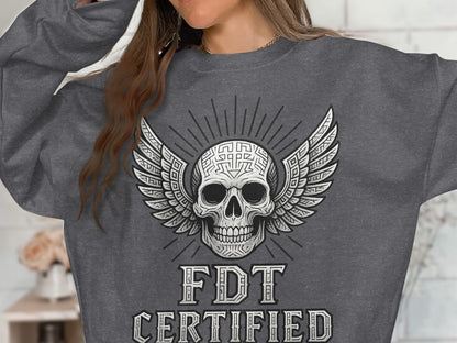FDT Certified Skull with Wings Graphic Sweatshirt