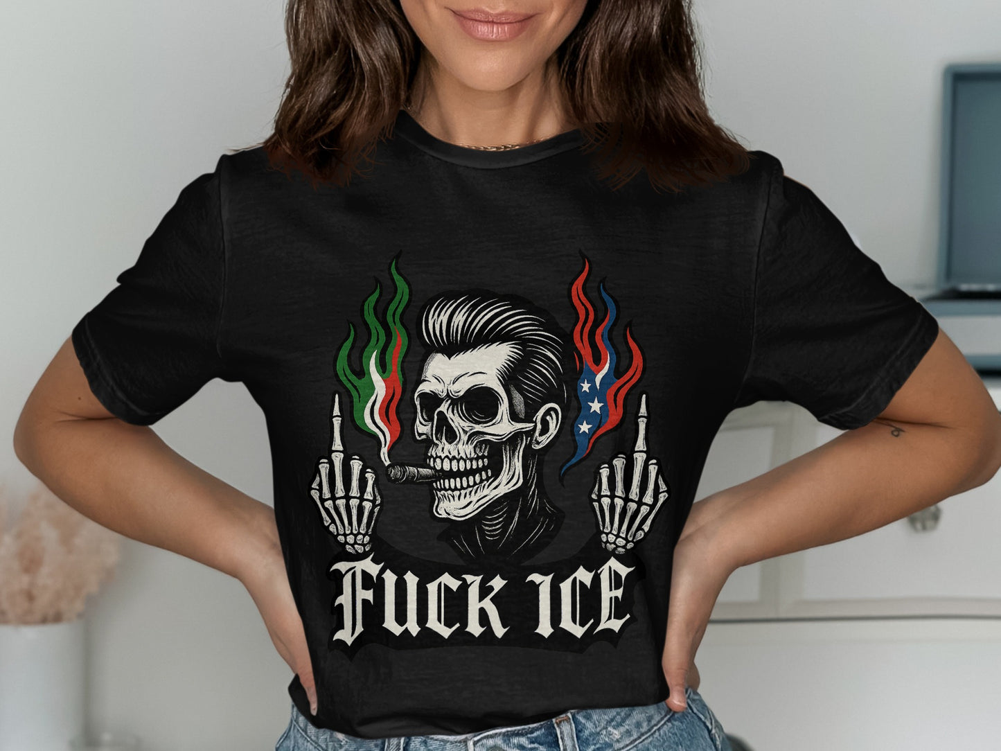 Edgy Fuck Ice Skeleton Design T-Shirt product type