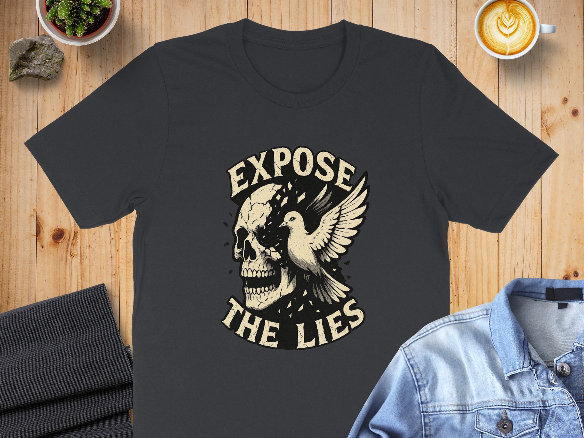 Expose The Lies Skull Art Graphic T-shirt product type