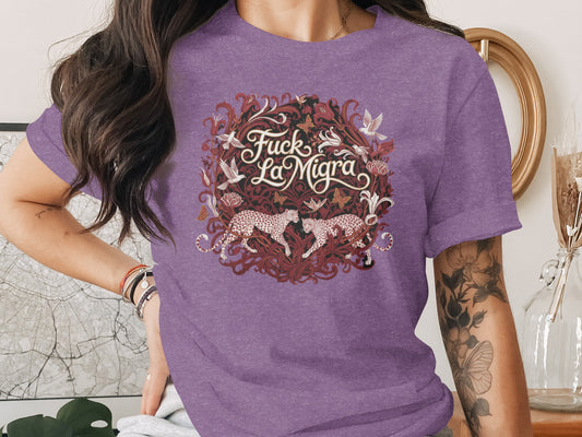 Creative Jungle Leopard Themed Purple Graphic Tee