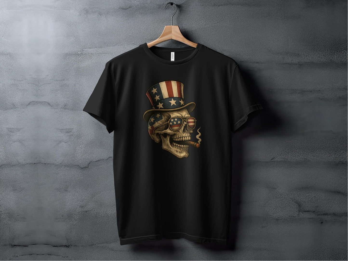 Patriotic Skull with Top Hat Graphic Tee Shirt product type