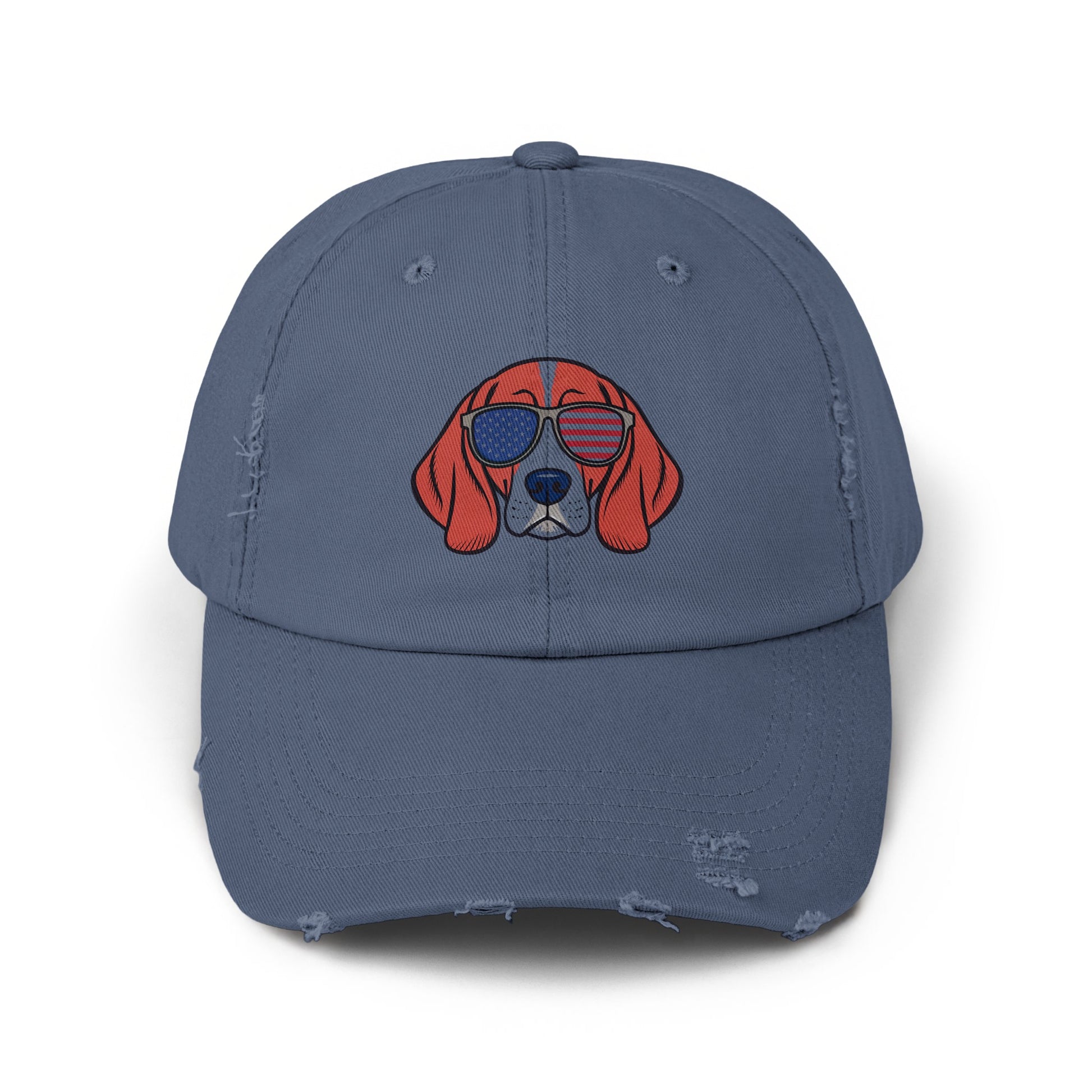 Patriotic Dog with Sunglasses Distressed Hat product