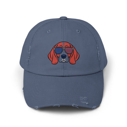 Patriotic Dog with Sunglasses Distressed Hat product