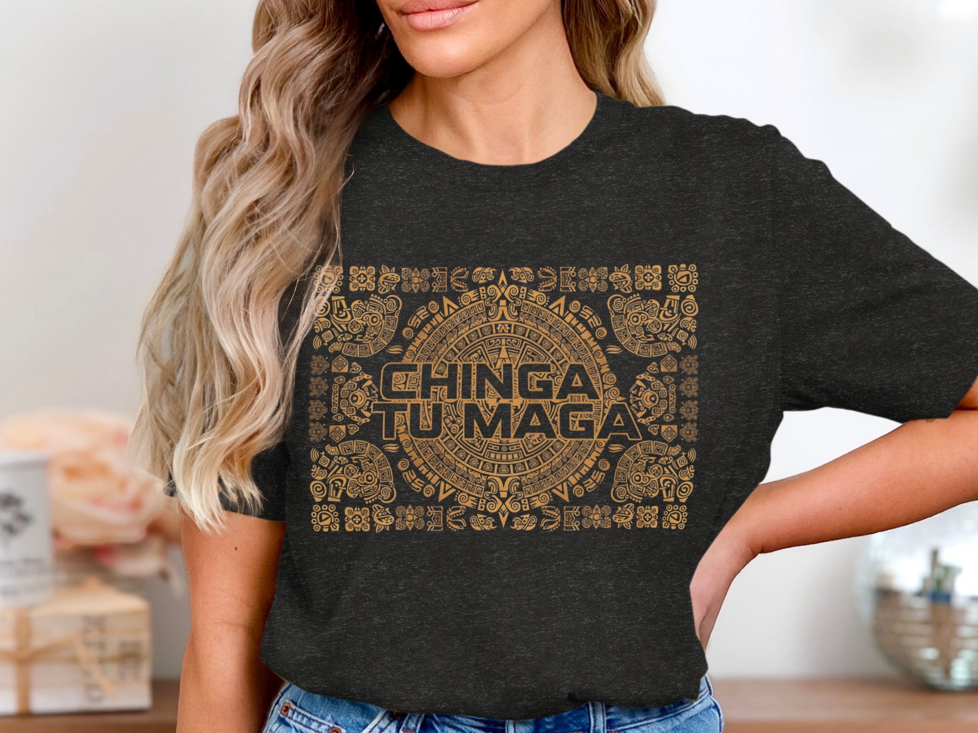 Chinga Tu Maga Aztec Design Graphic Tee product