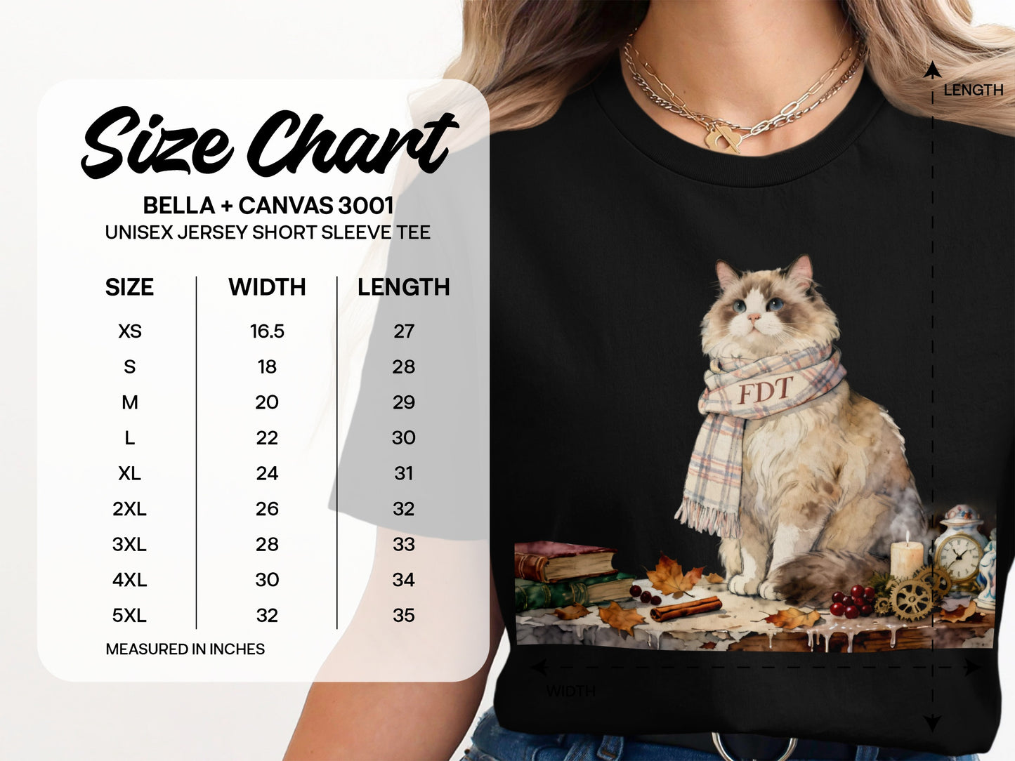 Cozy Cat with Scarf Black Unisex Jersey Tee Product