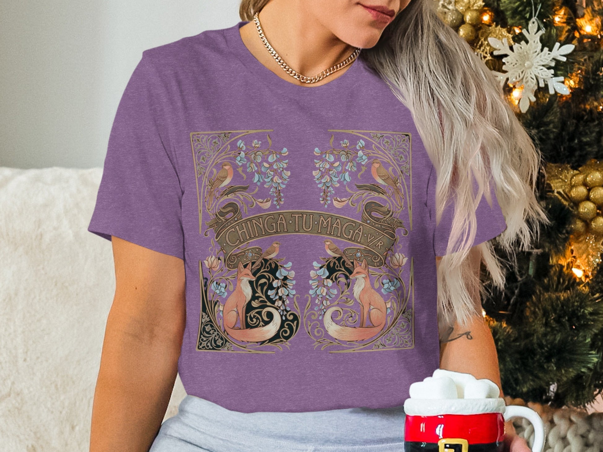 Chinga tu madre art-inspired purple shirt