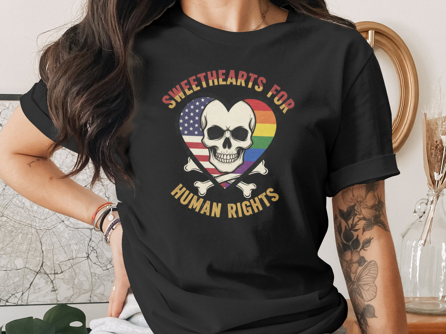 Sweethearts For Human Rights Skull T-Shirt Design