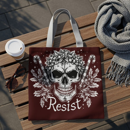 Resist Skull with Candy Canes Tote Bag