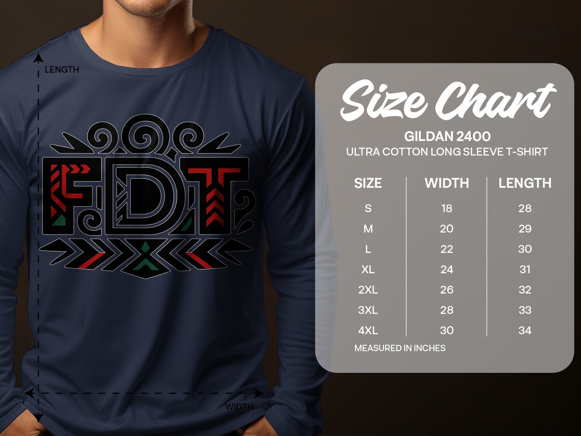 Stylish Long Sleeve FDT Graphic T-Shirt