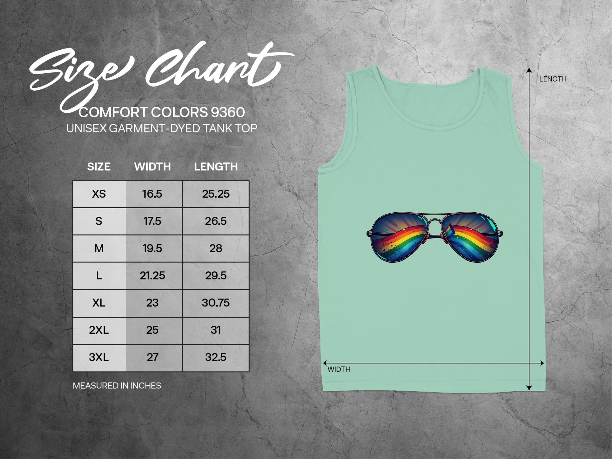 Rainbow Sunglasses Artwork on Green Tank Top product