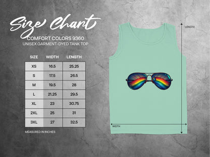 Rainbow Sunglasses Artwork on Green Tank Top product