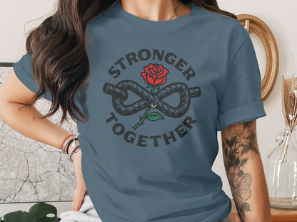 Stronger Together Knot and Rose Graphic Shirt