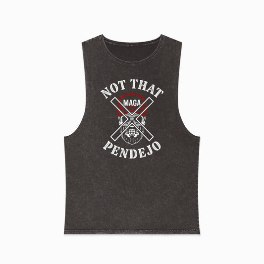 Muscle tee with "Not That Pendejo" and crossed machetes graphic.