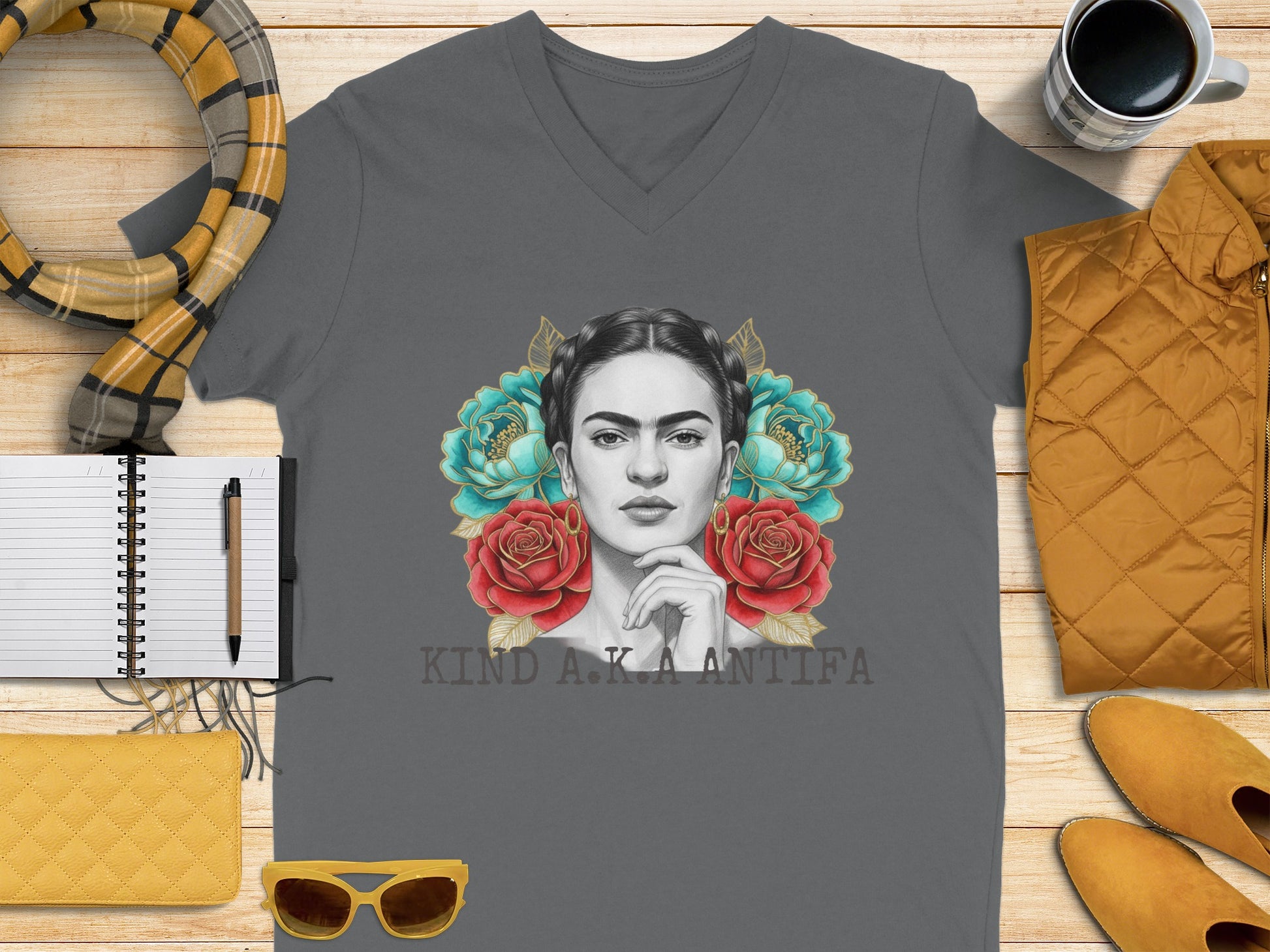 Kind AKA Antifa Graphic V-neck Tee Shirt