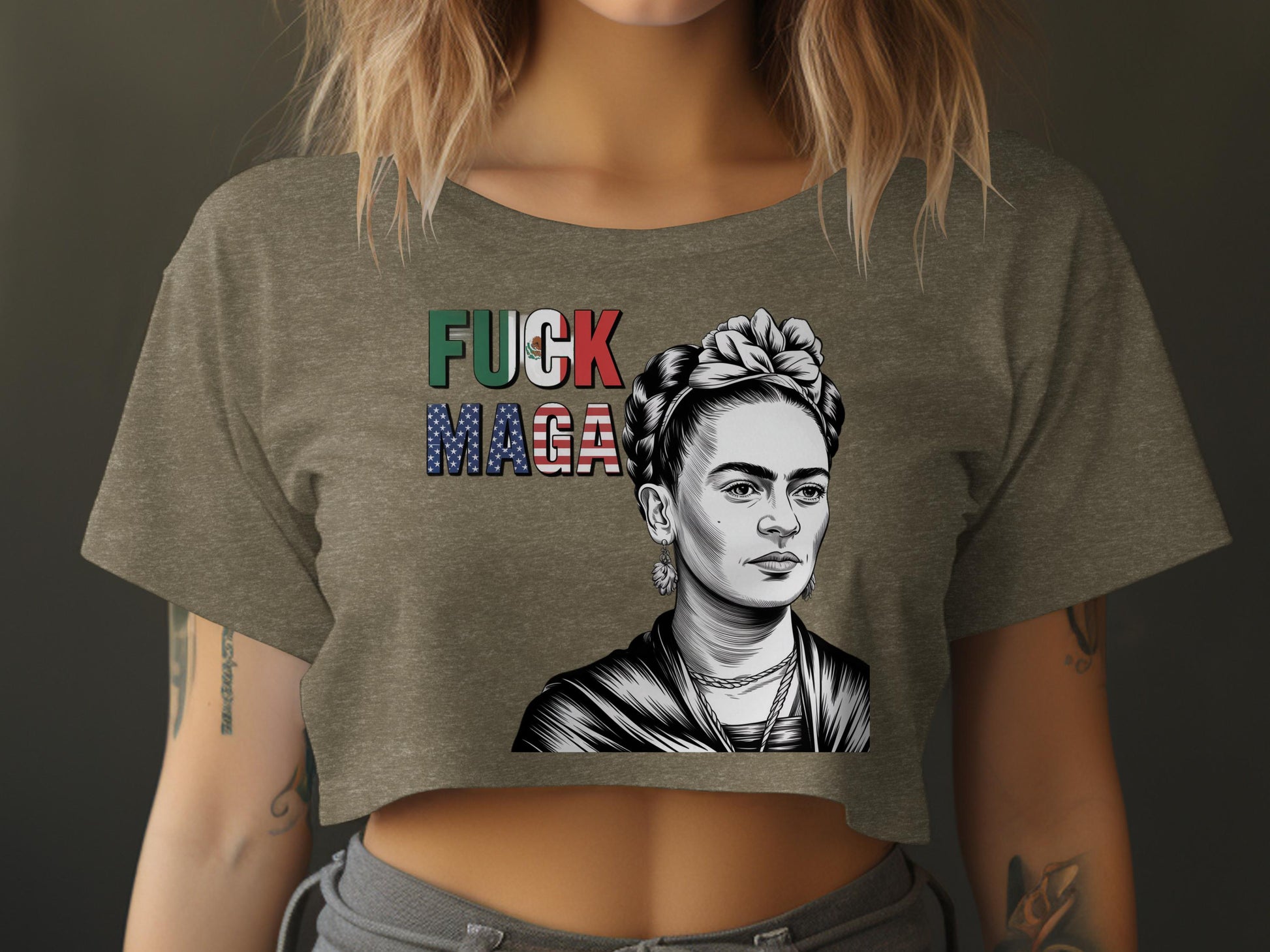 Frida Kahlo Fuck Maga Graphic Crop Top product