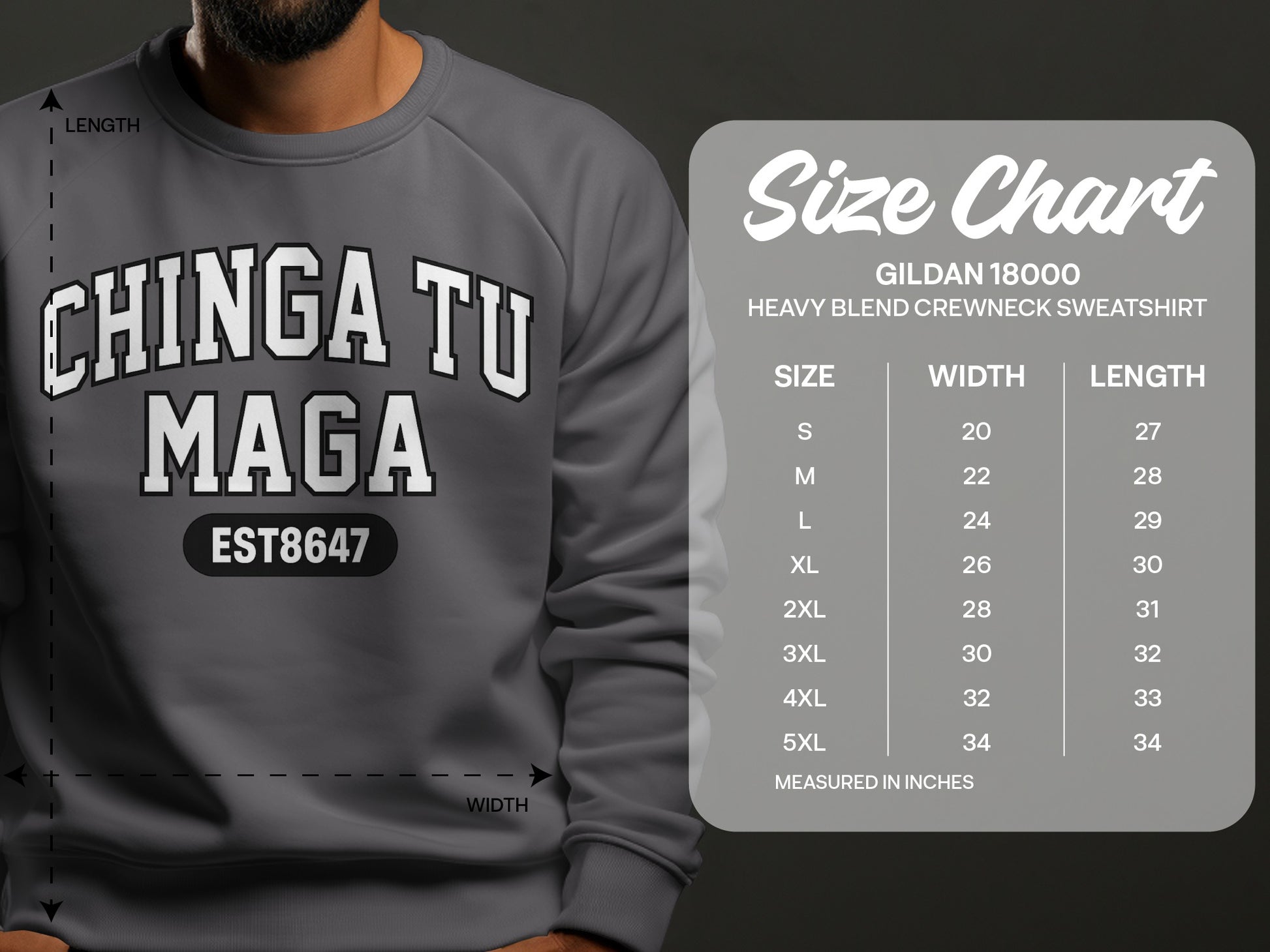 Chinga Tu Maga Gildan Crewneck Sweatshirt