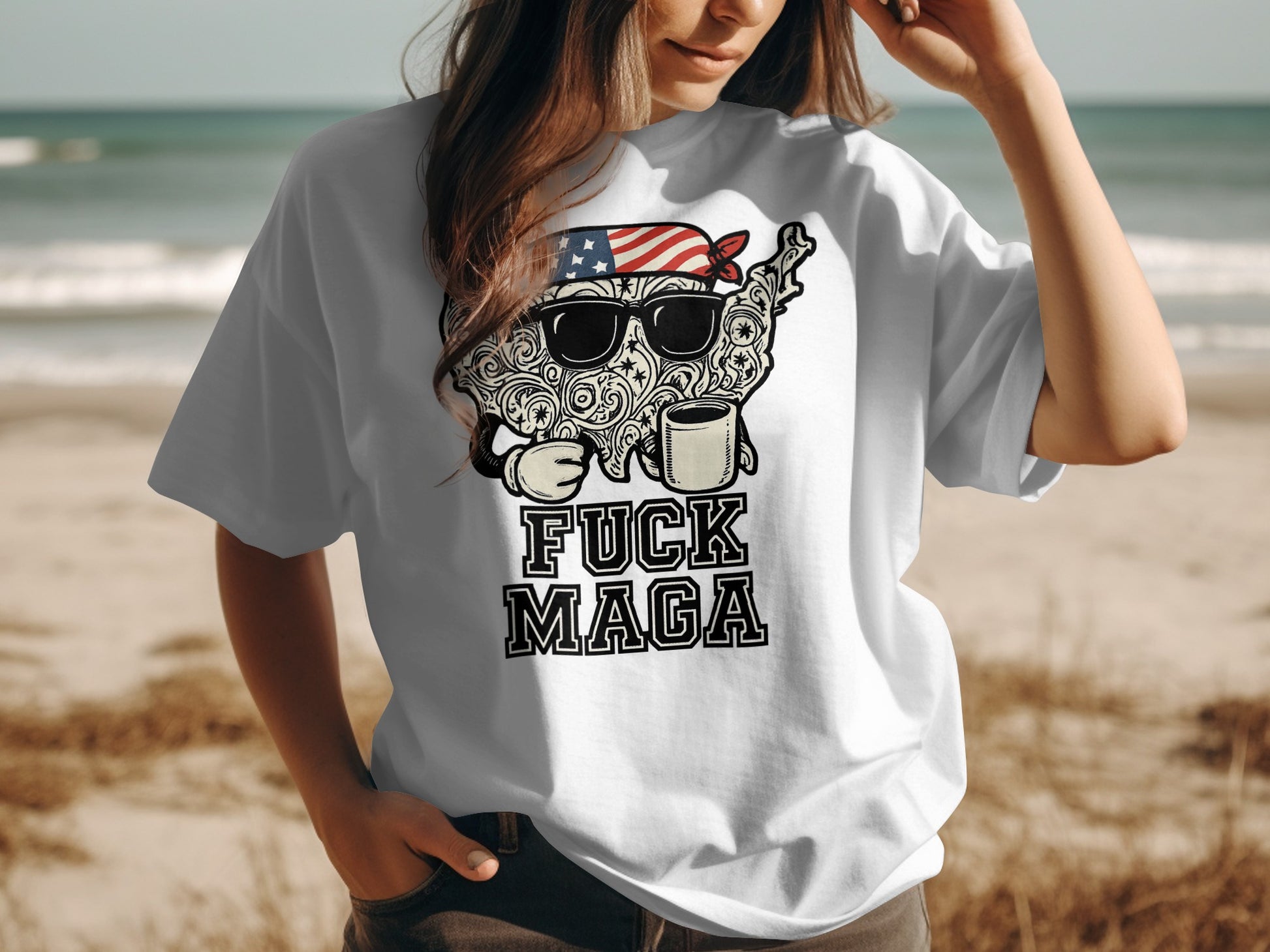 Patriotic Fuck MAGA Sunglasses and Coffee T Shirt product