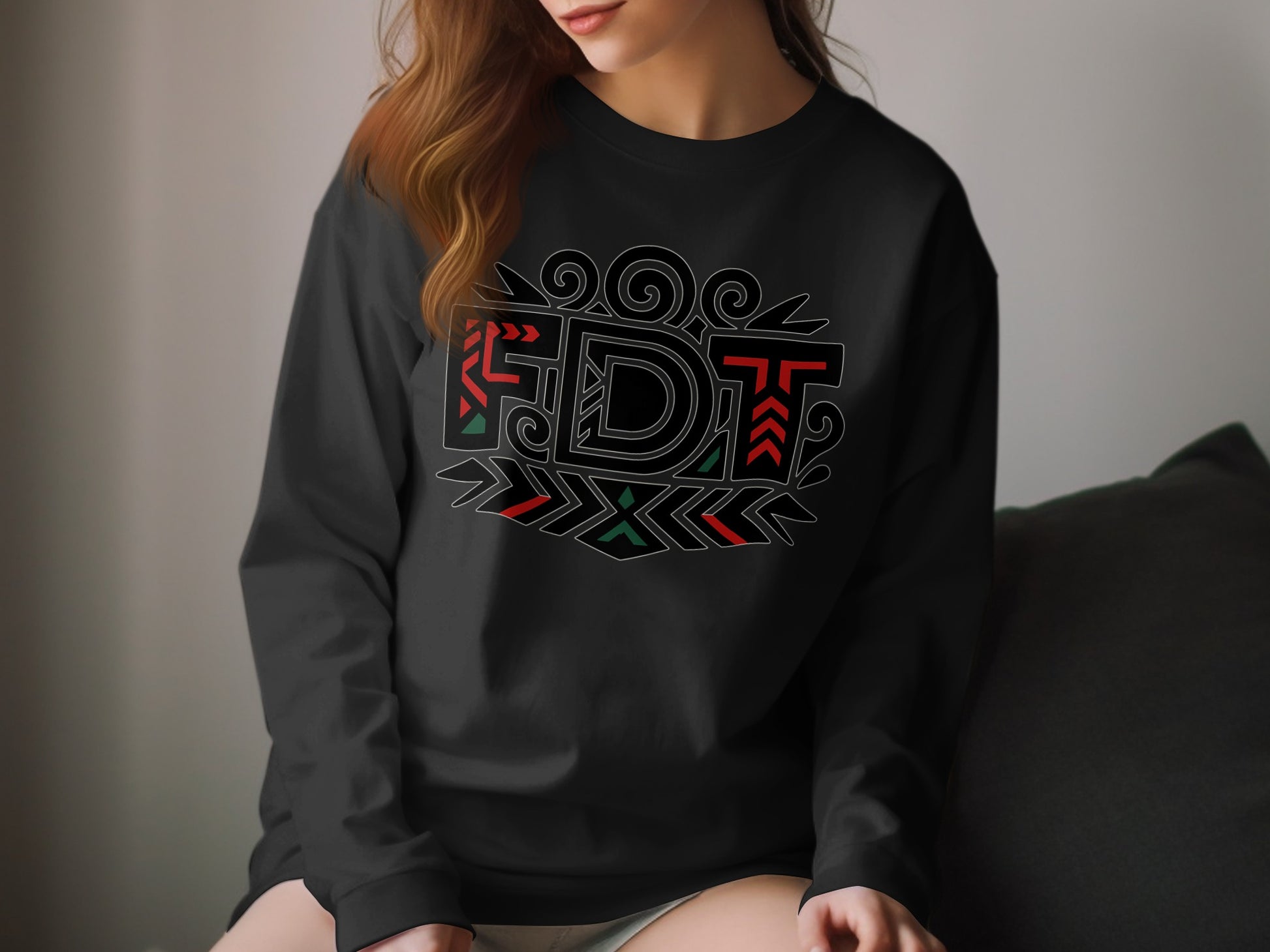 Vibrant FDT Design Sweatshirt with Artistic Graphics