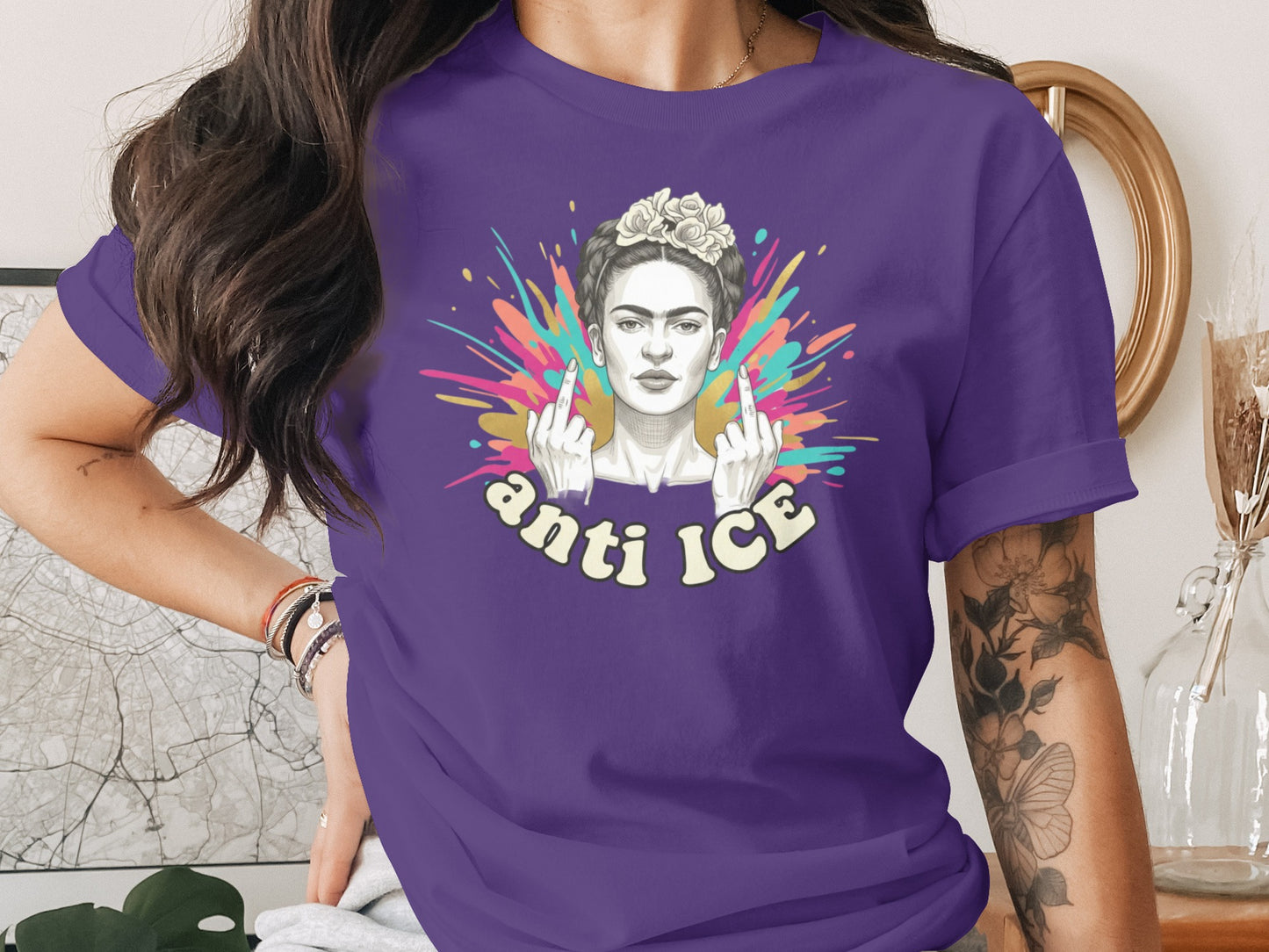 Anti ICE Graphic T-Shirt with Colorful Design