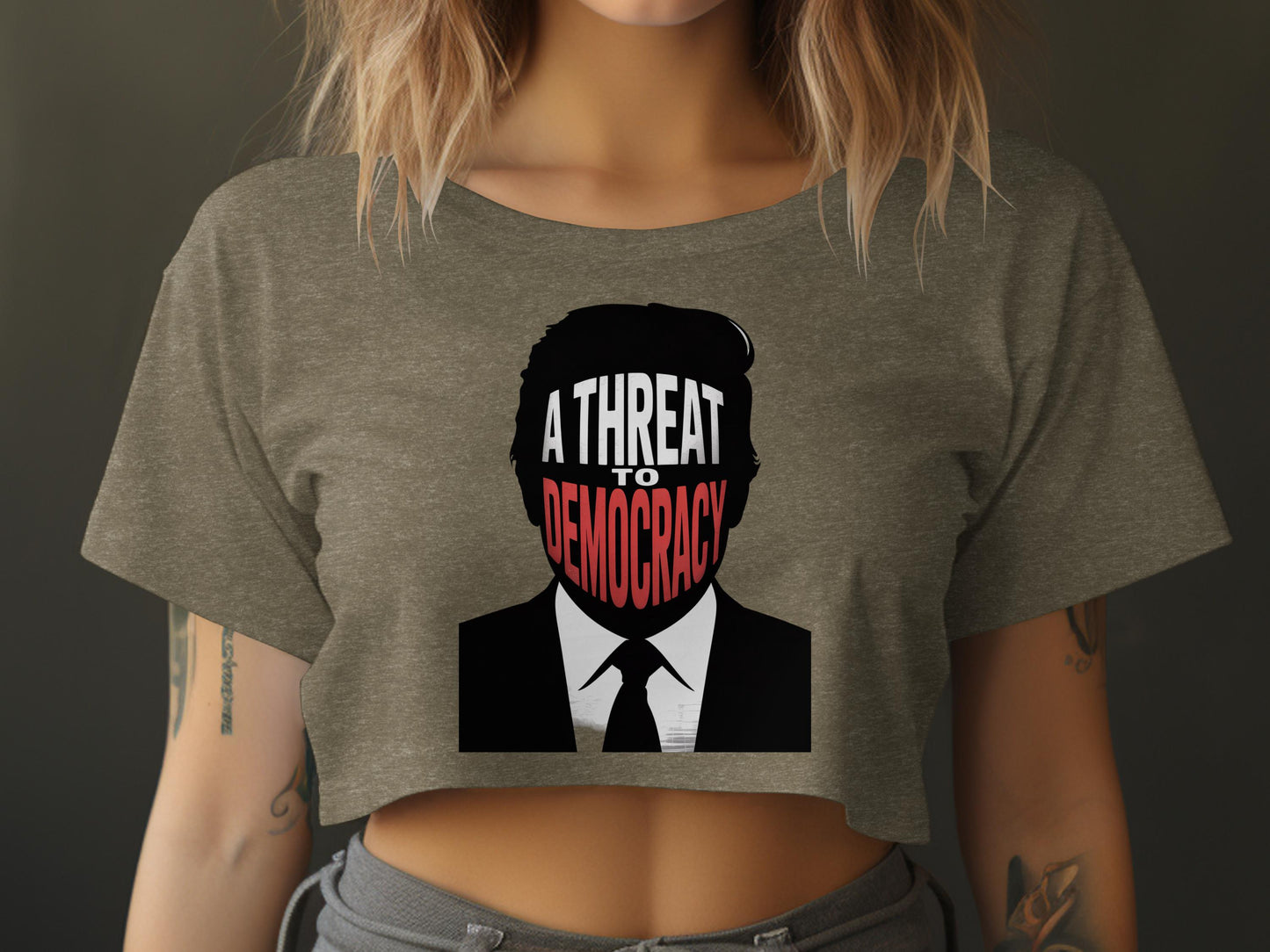 A Threat to Democracy Graphic Crop Top product