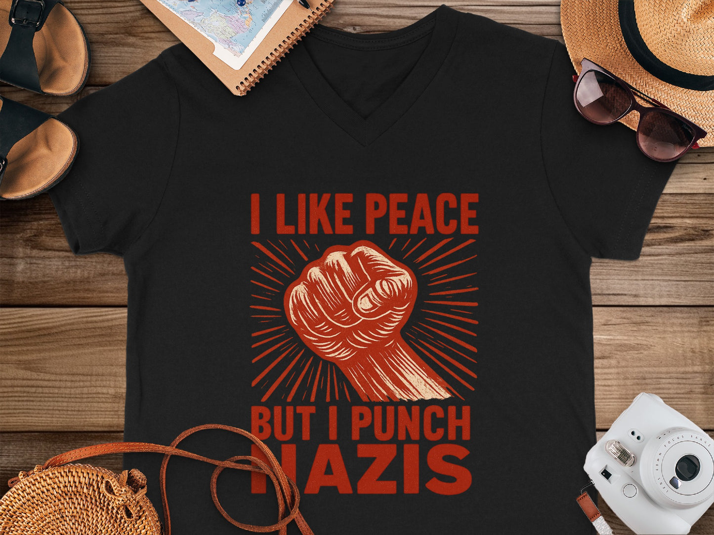 I Like Peace But I Punch Nazis graphic tee