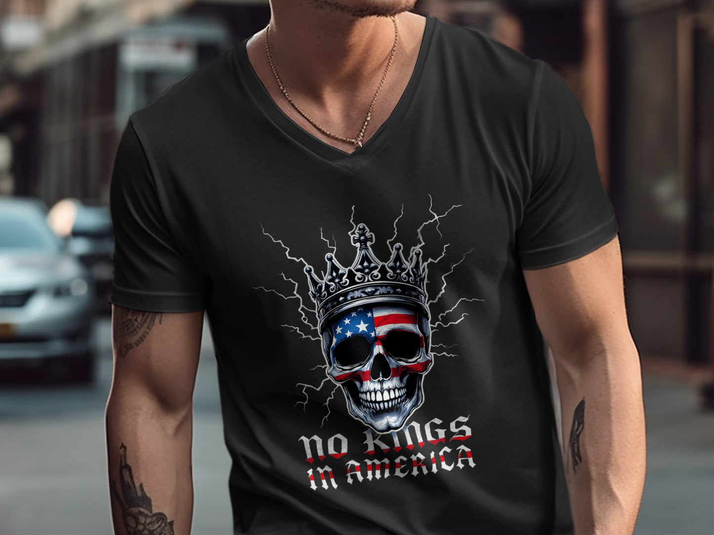 No Kings in America Skull Graphic T-Shirt