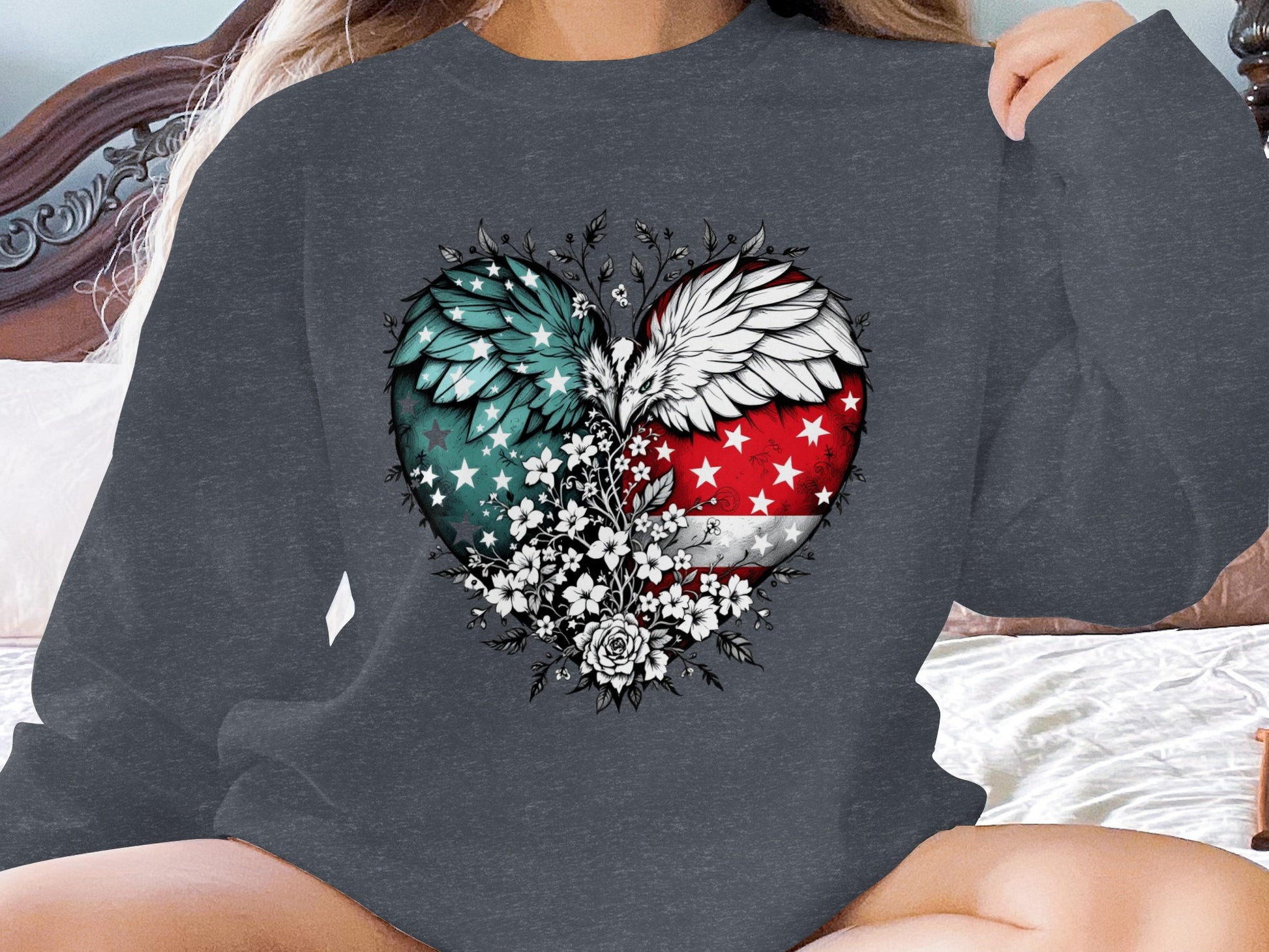 Mexican American Flag Heart Wings Sweatshirt product