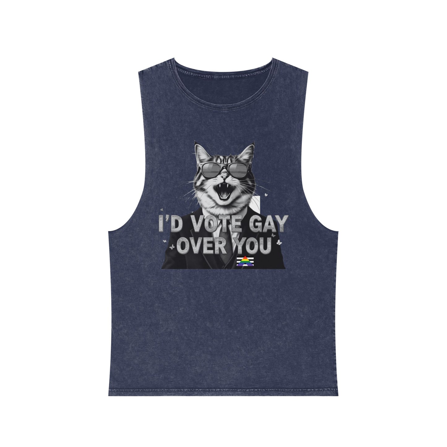 Unisex Stonewash Tank Top - I'd Vote Gay Over You - LGBTQ+ Pride Apparel