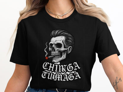 Bold Graphic Tee with Skull and Cigarette Design product