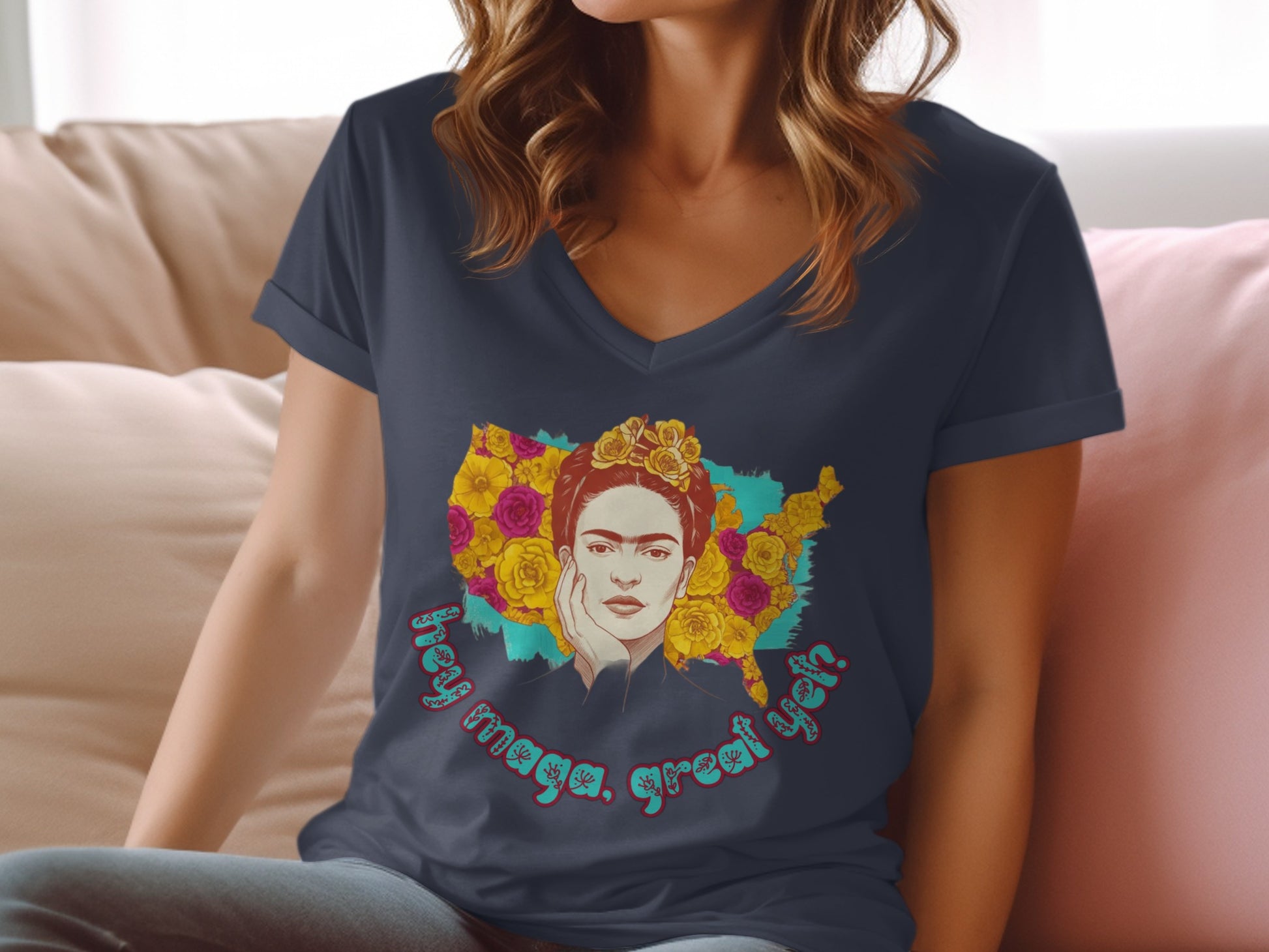 Inspiring Portrait Tee with Floral United States Art